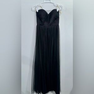 Jenny Yoo Women Black Annabelle Soft Tulle Strapless Sweetheart Long Gown Size 4